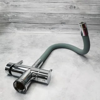 Смеситель для кухни Gappo G4398-30 под фильтр с гибким изливом серый/хром